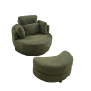 39"W Oversized Swivel Chair with moon storage ottoman for Living Room, Modern Accent Round Loveseat Circle Swivel Barrel Chairs for Bedroom Cuddle Sof