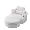 [Video] Welike Swivel Accent Barrel Modern Sofa Lounge Club Big Round Chair with Storage Ottoman Linen Fabric for Living Room Hotel with Pillows,Teddy