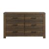Bold Look Bedroom Furniture Antique Brown Finish 1pc Dresser of 6 Drawers Ball Bearing Glides Wooden Furniture