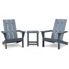 Outdoor Adirondack Chair Set of 2 and Table Set,HDPE All-weather Fire Pit Chair, Ergonomic Design Patio Lawn Chair for Outside Deck Garden Backyard Ba