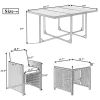 11-Piece Patio All-Weather PE Wicker Dining Table Set with Wood Tabletop for 10, Brown Rattan+Beige Cushion