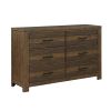 Bold Look Bedroom Furniture Antique Brown Finish 1pc Dresser of 6 Drawers Ball Bearing Glides Wooden Furniture