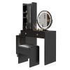 Makeup Vanity Table and Slim Armoire Wardrobe Set, Dressing Table with LED Mirror and Power Outlets and 2 Drawers, Tall Bedroom Closet with Hanging Ro