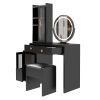 Makeup Vanity Table and Slim Armoire Wardrobe Set, Dressing Table with LED Mirror and Power Outlets and 2 Drawers, Tall Bedroom Closet with Hanging Ro