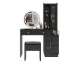 Makeup Vanity Table and Slim Armoire Wardrobe Set, Dressing Table with LED Mirror and Power Outlets and 2 Drawers, Tall Bedroom Closet with Hanging Ro