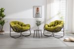 Outdoor Rattan Rocking Chair,Padded Cushion Rocker Recliner Chair Outdoor for Front Porch, Living Room, Patio, Garden, Olive Green