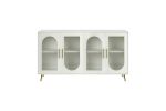 TV Stand for 65+ Inch TV, Wood TV Stand with Storage Cabinet & Adjustable Shelves, Media TV Console for Living Room Bedroom(White)