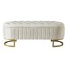 Elegant Upholstered Velvet Storage Ottoman with Button-Tufted,Storage Bench with Metal Legs for Bedroom,Living Room,Fully Assembled Except Legs,Beige