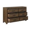 Bold Look Bedroom Furniture Antique Brown Finish 1pc Dresser of 6 Drawers Ball Bearing Glides Wooden Furniture