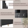 ON-TREND Modern Style Multiple Functions Hallway Coat Rack with Metal Hooks, Entryway Bench 60" Wide Hall Tree with Ample Storage Space and 24 Shoe Cu