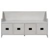 TREXM Movable Cushion Storage Bench with Drawers and Backrest for Entryway and Living Room (Gray Wash)