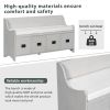 TREXM Movable Cushion Storage Bench with Drawers and Backrest for Entryway and Living Room (Gray Wash)