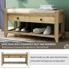 TREXM Shoe Rack with Cushioned Seat and Drawers, Multipurpose Entryway Storage Bench (Gray Wash)