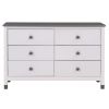 3-Pieces Bedroom Sets Full Size House Bed with Storage Headboard, Wooden Nightstand and Storage Dresser,Gray