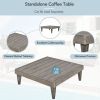 Outdoor 3-Piece Patio Furniture Set Solid Wood Sectional Sofa Set with Coffee Table Conversation Set with Side Table and Cushions, Grey+Beige
