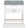 House Bunk Bed with Trundle,Roof and Windows,White(OLD SKU:GX000705AAK)