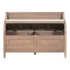 TREXM Rustic Style Solid wood Entryway Multifunctional Storage Bench with Safety Hinge (Brown+ Beige)
