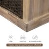 TREXM Rustic Storage Bench with 3 Removable Classic Rattan Basket , Entryway Bench with Removable Cushion (White Washed)