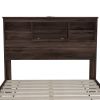 4-Pieces Bedroom Sets Queen Size Vintage Wooden Bed Frame with 2 Nightstands and 1 Dresser,Dark Walnut