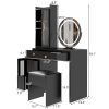 Makeup Vanity Table and Slim Armoire Wardrobe Set, Dressing Table with LED Mirror and Power Outlets and 2 Drawers, Tall Bedroom Closet with Hanging Ro