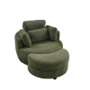 39"W Oversized Swivel Chair with moon storage ottoman for Living Room, Modern Accent Round Loveseat Circle Swivel Barrel Chairs for Bedroom Cuddle Sof