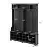 ON-TREND Modern Style Multiple Functions Hallway Coat Rack with Metal Hooks, Entryway Bench 60" Wide Hall Tree with Ample Storage Space and 24 Shoe Cu