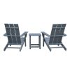 Outdoor Adirondack Chair Set of 2 and Table Set,HDPE All-weather Fire Pit Chair, Ergonomic Design Patio Lawn Chair for Outside Deck Garden Backyard Ba
