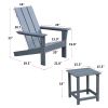 Outdoor Adirondack Chair Set of 2 and Table Set,HDPE All-weather Fire Pit Chair, Ergonomic Design Patio Lawn Chair for Outside Deck Garden Backyard Ba