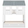 House Bunk Bed with Trundle,Roof and Windows,White(OLD SKU:GX000705AAK)