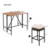 5-Piece Outdoor Acacia Wood Bar Height Table And Four Stools With Cushions, Garden PE Rattan Wicker Dining Table, Foldable Tabletop, High-Dining Bistr
