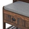 U-Can Hall Tree with 4 Hooks and Hinged Lid, Coat Hanger, Entryway Bench, Storage Bench, 3-in-1 Design, 69INCH, for Entrance, Hallway