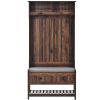 U-Can Hall Tree with 4 Hooks and Hinged Lid, Coat Hanger, Entryway Bench, Storage Bench, 3-in-1 Design, 69INCH, for Entrance, Hallway