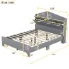 3-Pieces Bedroom Sets Full Size House Bed with Storage Headboard, Wooden Nightstand and Storage Dresser,Gray