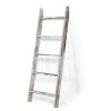 Farmhouse 4.5 Ft Wall Leaning Wood Blanket Quilt Storage Ladder Towel Rack, Bathroom Bedroom Decorative Shelf - Vintage White