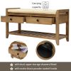 TREXM Shoe Rack with Cushioned Seat and Drawers, Multipurpose Entryway Storage Bench (Old Pine)