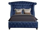 Sophia Queen 5 Pc Upholstery Bedroom Set Made With Wood in Blue
