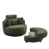 39"W Oversized Swivel Chair with moon storage ottoman for Living Room, Modern Accent Round Loveseat Circle Swivel Barrel Chairs for Bedroom Cuddle Sof