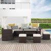Brown Wicker Convertible Sectional Sofa Couch Furniture Set White Couches For Living Room Patio Garden Outdoor