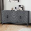 Stronger Vintage Style Buffet Cabinet, Lacquered Accent Storage 4 Door Wooden Cabinets,Thickened Sideboard Storage Cabinet for Entryway, Living Room,T