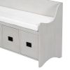 TREXM Movable Cushion Storage Bench with Drawers and Backrest for Entryway and Living Room (Gray Wash)