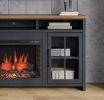 Bridgevine Home Essex 74 inch Fireplace TV Stand Console for TVs up to 85 inches, Minimal Assembly, Black and Whiskey Finish