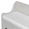 TREXM Movable Cushion Storage Bench with Drawers and Backrest for Entryway and Living Room (Gray Wash)