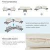 Outdoor 3-Piece Patio Furniture Set Solid Wood Sectional Sofa Set with Coffee Table Conversation Set with Side Table and Cushions, Grey+Beige