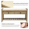 TREXM Shoe Rack with Cushioned Seat and Drawers, Multipurpose Entryway Storage Bench (Gray Wash)