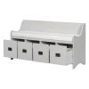 TREXM Movable Cushion Storage Bench with Drawers and Backrest for Entryway and Living Room (Gray Wash)