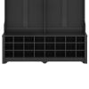 ON-TREND Modern Style Multiple Functions Hallway Coat Rack with Metal Hooks, Entryway Bench 60" Wide Hall Tree with Ample Storage Space and 24 Shoe Cu