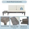 Outdoor 3-Piece Patio Furniture Set Solid Wood Sectional Sofa Set with Coffee Table Conversation Set with Side Table and Cushions, Grey+Beige