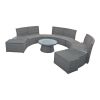 10-Piece Outdoor Sectional Half Round Patio Rattan Sofa Set, PE Wicker Conversation Furniture Set for Free Combination, Light Gray