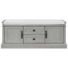 TREXM Storage Bench with 2 Drawers and 2 Cabinets, Shoe Bench with Removable Cushion for Living Room, Entryway (Gray Wash)