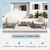 Outdoor 3-Piece Patio Furniture Set Solid Wood Sectional Sofa Set with Coffee Table Conversation Set with Side Table and Cushions, Grey+Beige